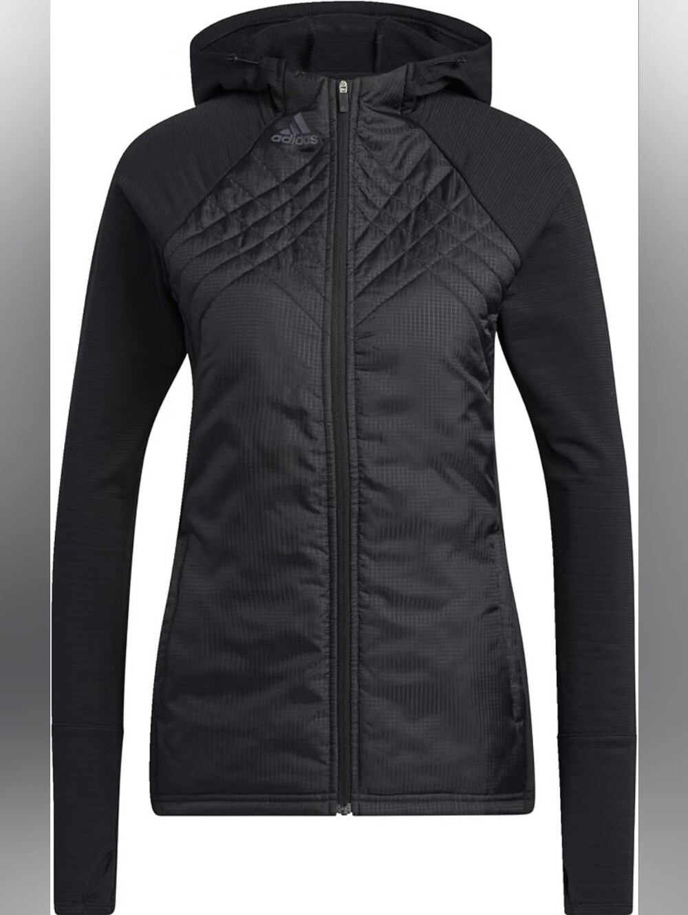 Adidas Women's Sport Performance Quilted Golf Jacket Black Size S Thumbholes